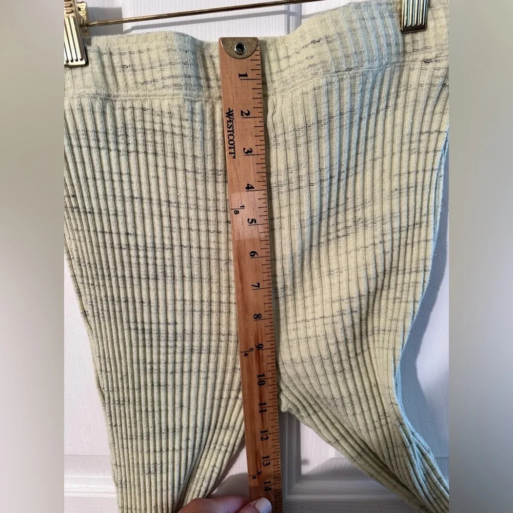MONROW Revolve MED Cosmo Rib Wide Leg Pants Thermal Ruffle Hem Flare Color: Ash - Picture 9 of 14